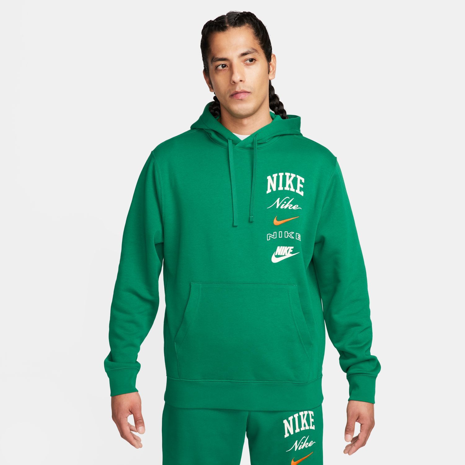 Nike M NK CLUB BB PO HDY STACK GX, moški pulover, zelena | Intersport