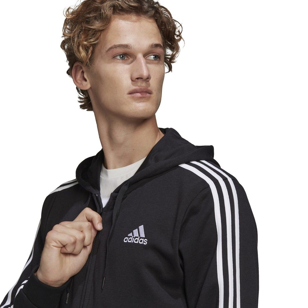 Adidas M 3S FT FZ HD, moška jopa, črna | Intersport
