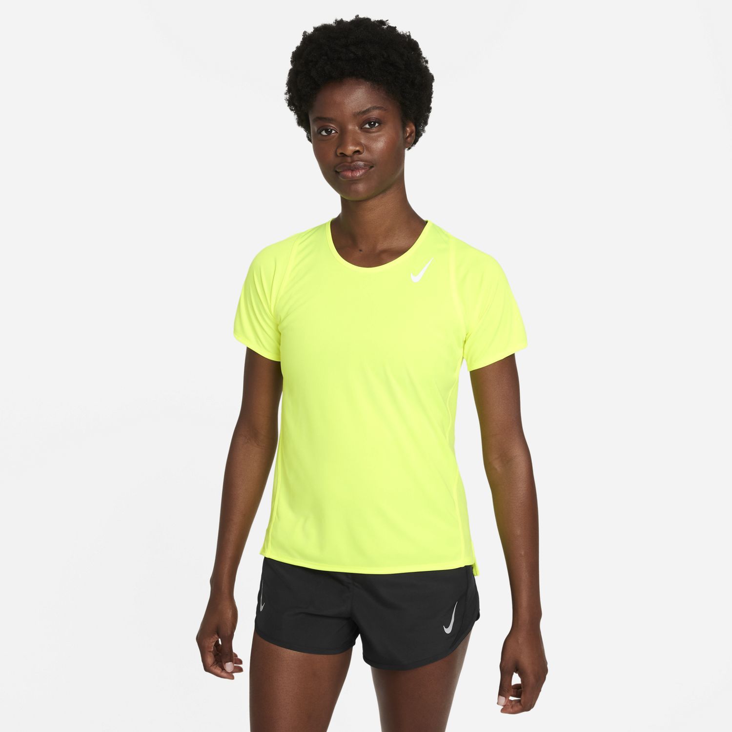 Nike DRI-FIT RACE SHORT-SLEEVE RUNNING TOP, ženska tekaška majica, rumena |  Intersport